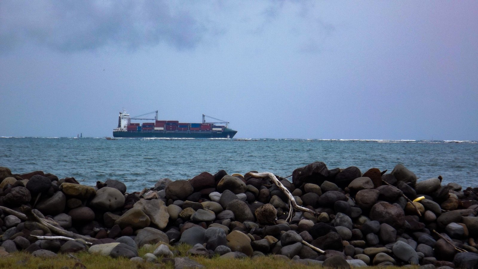 a large ship in the water